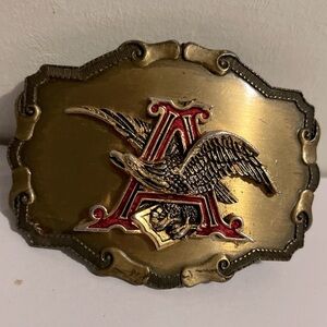 Vintage Anheuser-Busch Budweiser Beer Belt Buckle Made by Raintree In 1977 24k